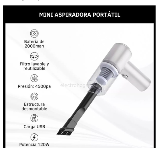 🌀 Aspiradora Portátil de Alta Potencia | Limpieza Rápida en Cualquier Lugar